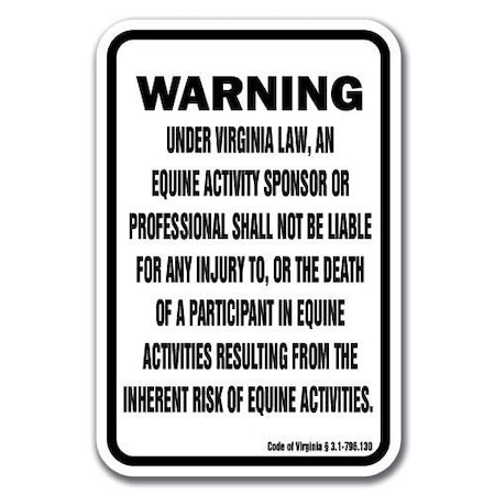 Signmission Safety Sign, 18 in Height, Aluminum, 12 in Length, Equine - Virginia A-1218 Equine - Virginia